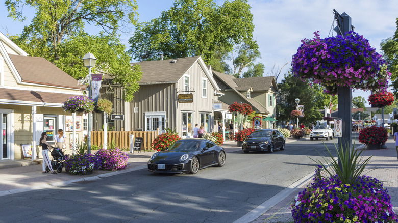 Old heritage houses line Main Street Unionville in Markham, Ontario