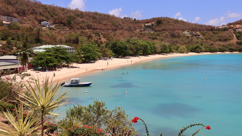 The view from the hillside of Morne Rouge Beach