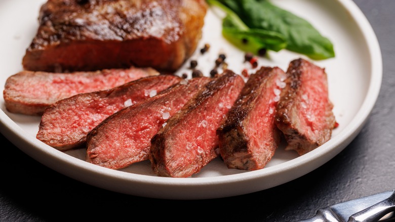 Gourmet sirlion steak plated