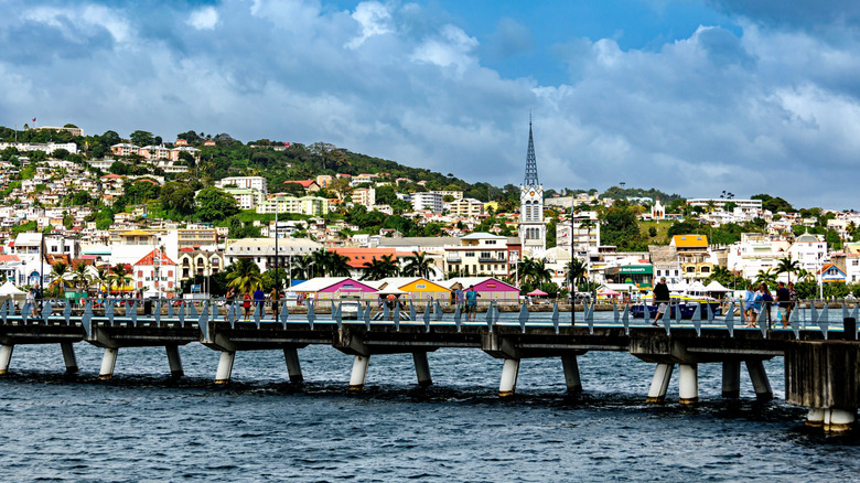 A bridge against the cityscape of Georgetown, Guyana