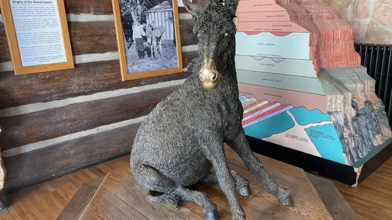 The bronze statue of Brighty the Burro in the Grand Canyon Lodge