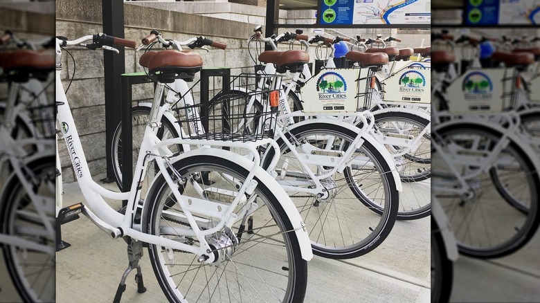 A lineup of bikes from River Cities ready to be borrowed