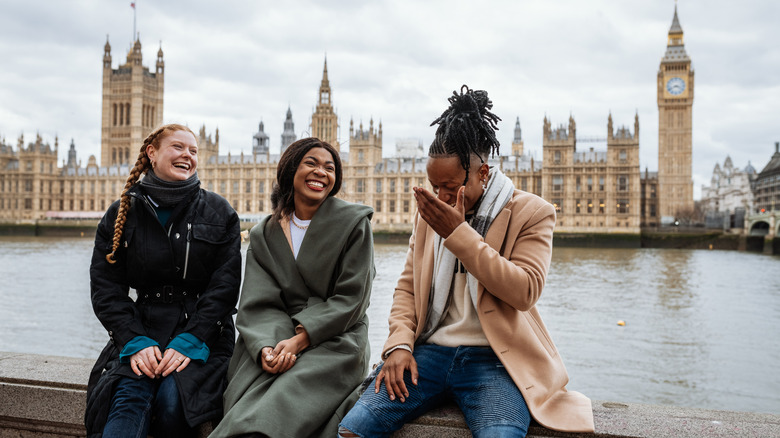 Young multi-ethnic tourists in London during wintertime