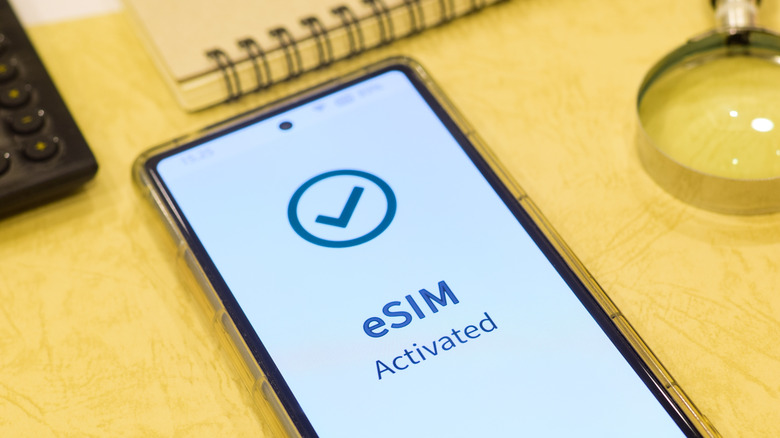eSIM activated message on smartphone