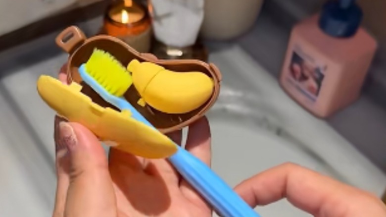 Banana toothbrush holder