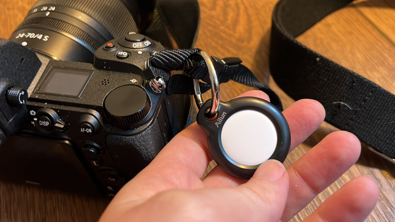 AirTag attached to a camera