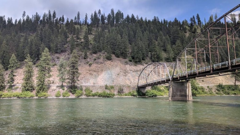 A bridge crossing the Kootenai River from Roosevelt Park