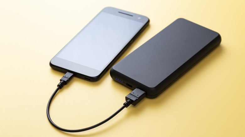 Phone plugged into spare battery