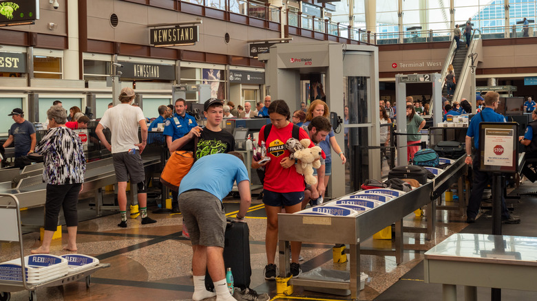TSA security line at the airport
