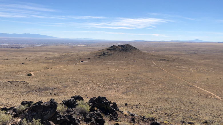 View of JA Volcano from above with Albuquerque below