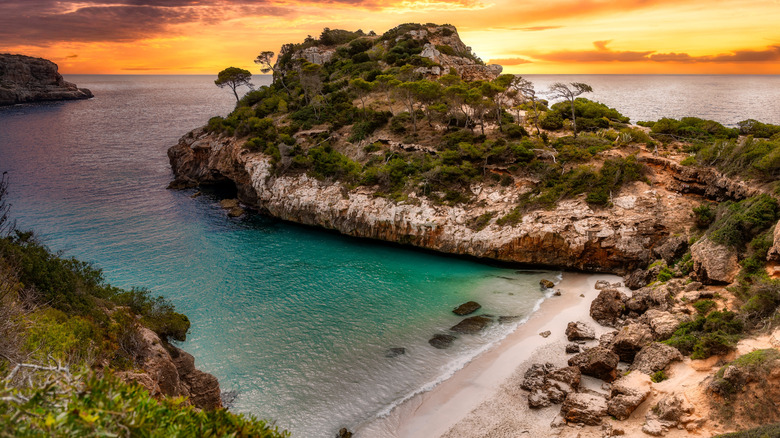 Sunset over Cala des Moro in Mallorca