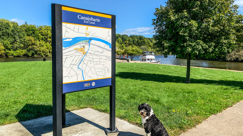 A sign near the Erie Canal in Canajoharie, NY