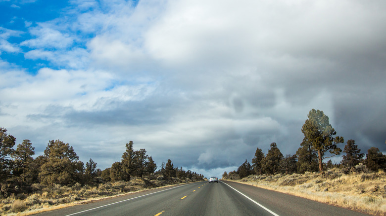 A lonely stretch of US HWY 20 between Miliican and Bend, OR