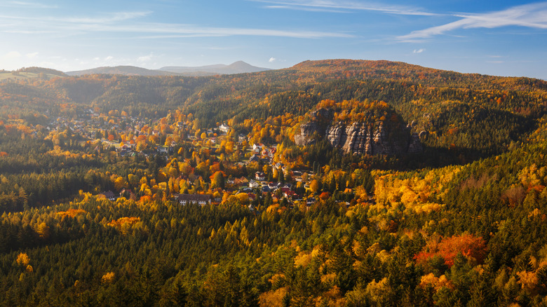 The landscape that surrounds Oybin in Germany