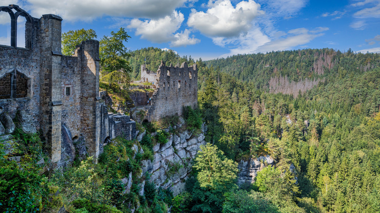 The ruins of the Oybin Castle and Monastery in Saxony, Germany