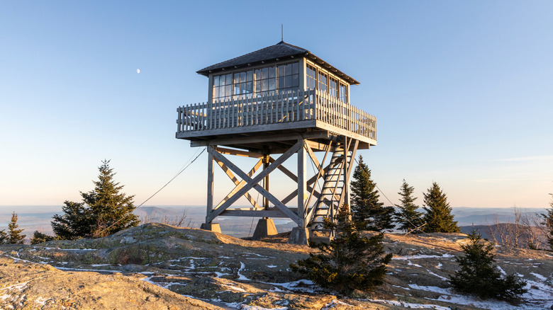The fire tower near the summit of Mount Kearsarge in Rollins State Park, New Hampshire