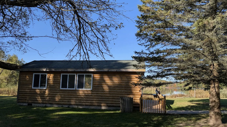 A log cabin at Wildwood Lake, Holly Recreation Area, Michigan
