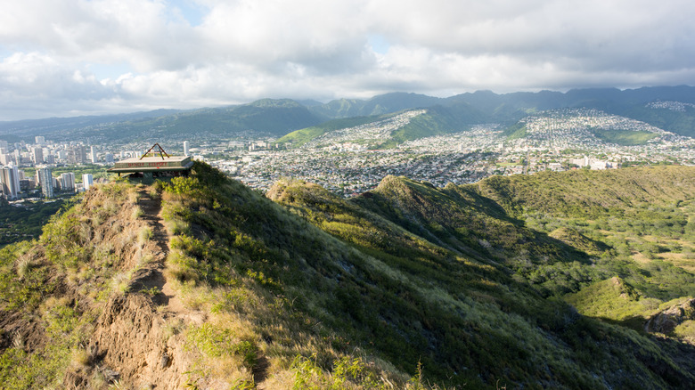 Skyline view of Waikiki and Honolulu from Diamond Head State Monument