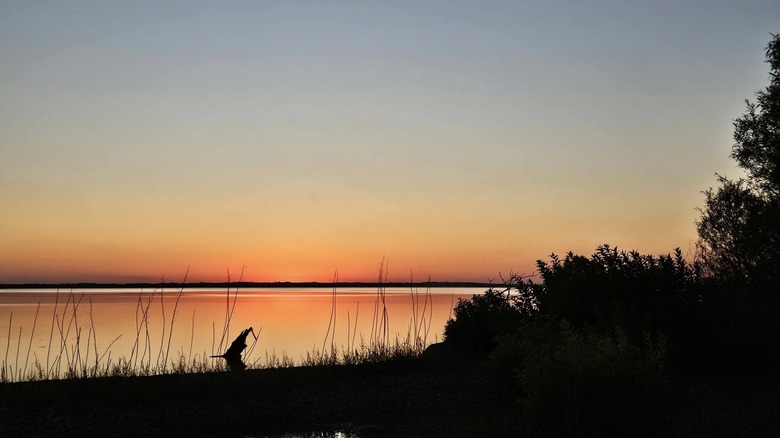 Sunset over John Redmond Reservoir in Kansas