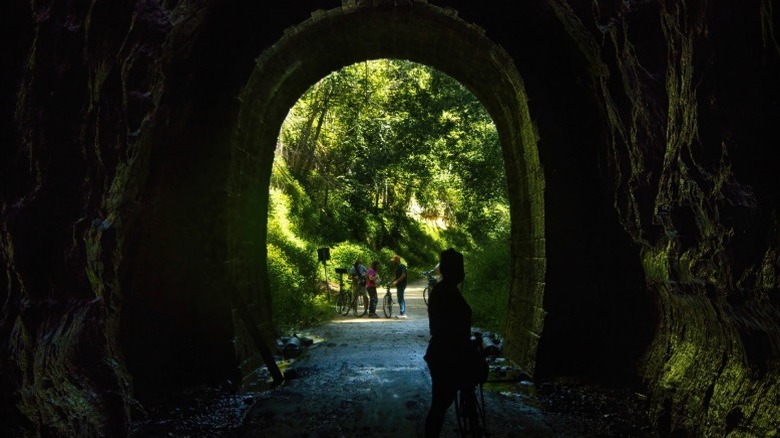 One of the Elroy-Sparta State Trail's historic former railroad tunnels in Wisconsin.