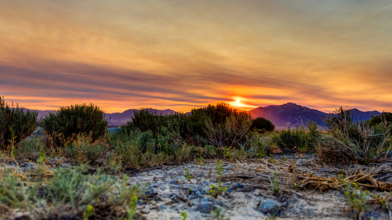 Sunset over Utah's Oquirrh Mountains