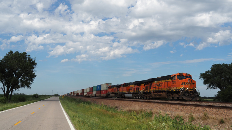 priority shipping container train in Cassoday, Kansas