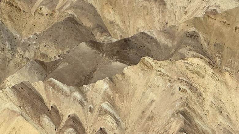 A detailed view of the cliffs in Death Valley National Park's Golden Canyon