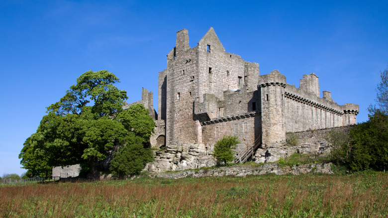 View of Craigmillar Castle upon a ridge in Edinburgh