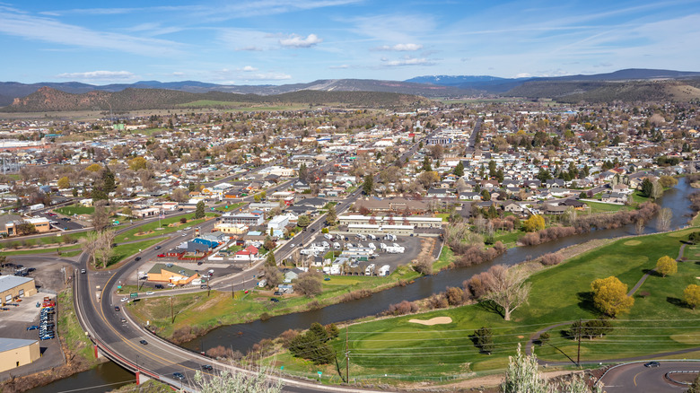 Aerial view of Prineville and Crooked River.