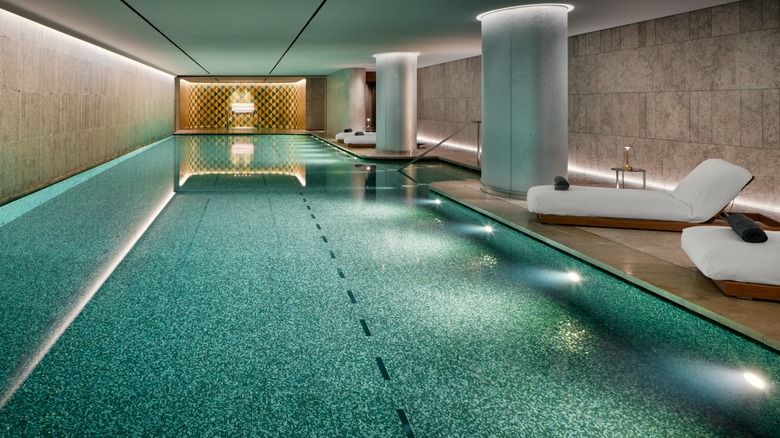View of the spa swimming pool at Bulgari Paris