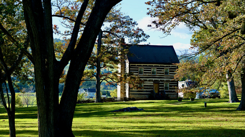 Historic log cabin in Bluemont, Virginia