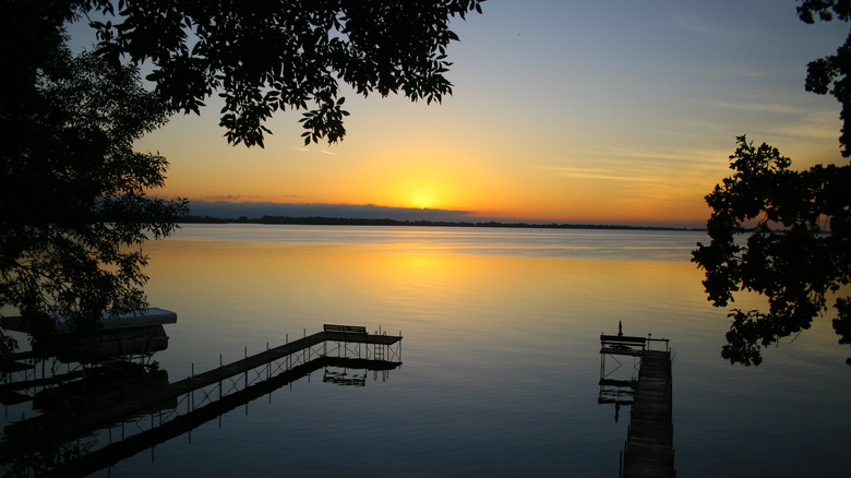 Sunset reflecting on Spirit Lake, Iowa