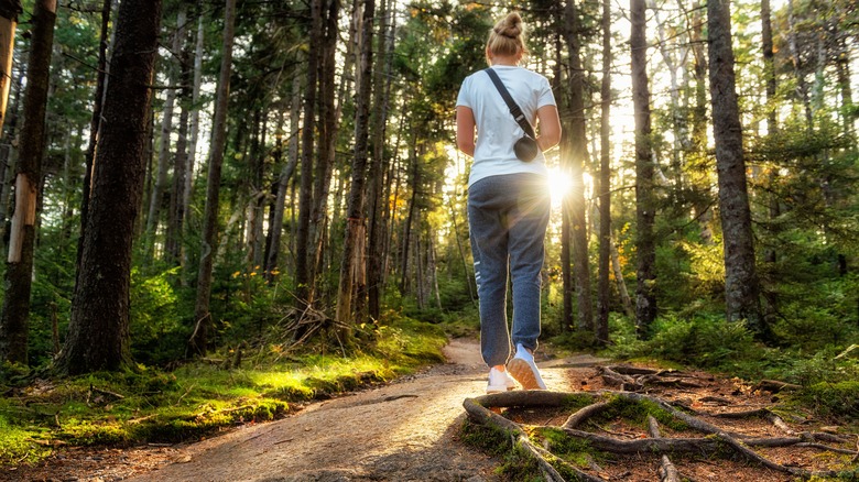 Woman hiking in Vermont