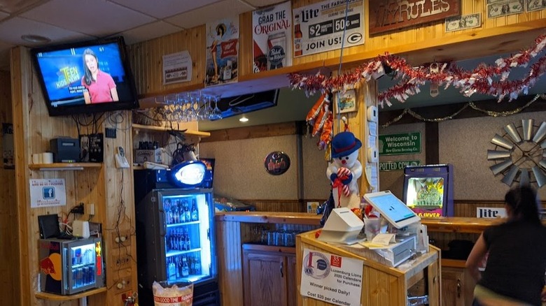 The interior of Farmhouse Bar and Grill in Luxemburg, Wisconsin
