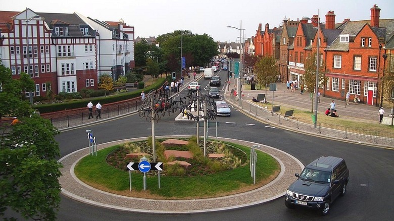 View down Market Street in Hoylake, England.