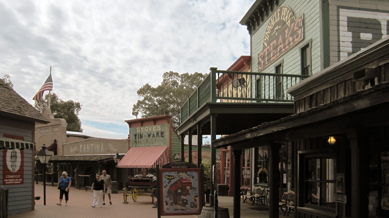 Old West-style storefronts of Trail Dust Town in Tucson, Arizona