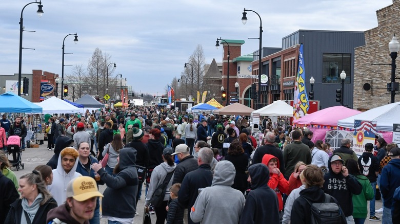 Crowd on the street at a festival in Broken Arrow
