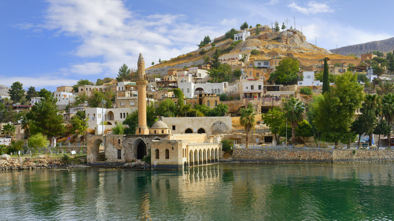 Partly submerged mosque in Old Halfeti, Turkey