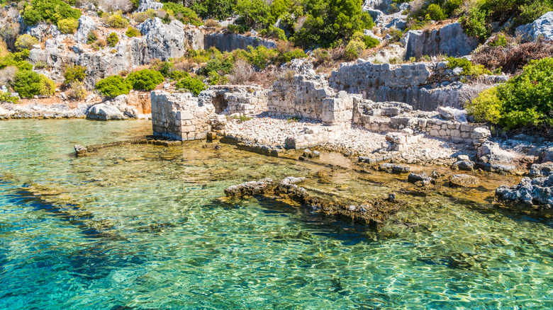 Part of ancient submerged city on Kekova Island in Turkey