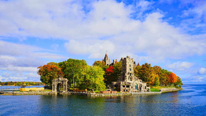 View of Heart Island with Boldt Castle from the water