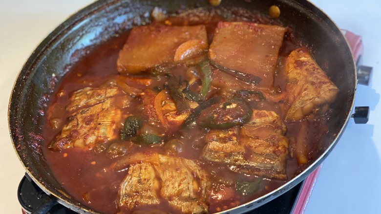 Kimchi and mackerel stew at To Sok Jip in Annandale, Virginia