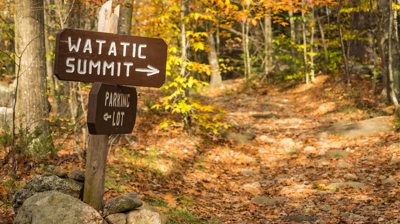Signage for the peak of Mount Watatic, Massachusetts