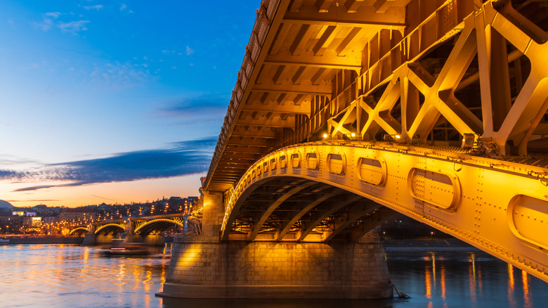 Margaret Bridge in Budapest by twilight