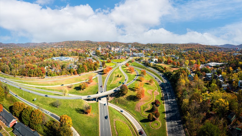 Ashevillem North Carolina aerial view