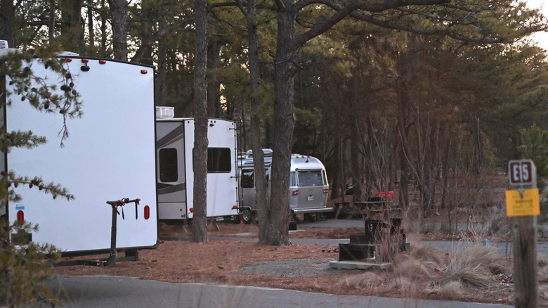 Campers parked near Delaware woods
