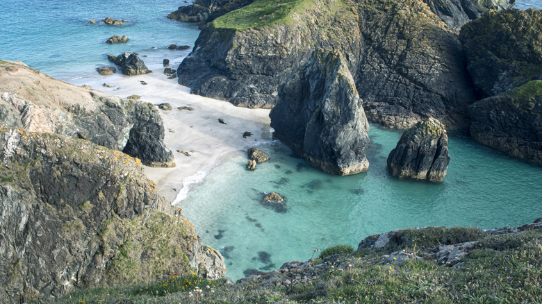 Beautiful blue waters at Cornwall's Kynance Cove