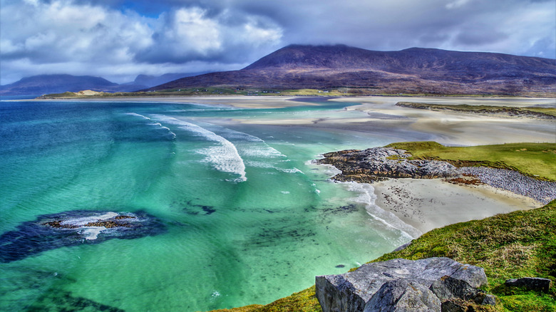 An elevated view of Luskentyre Beach on the Isle of Harris