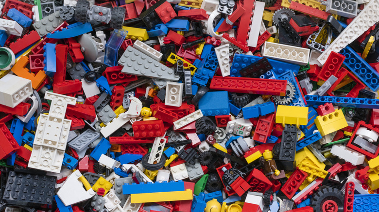 Pile of multi-colored LEGOs