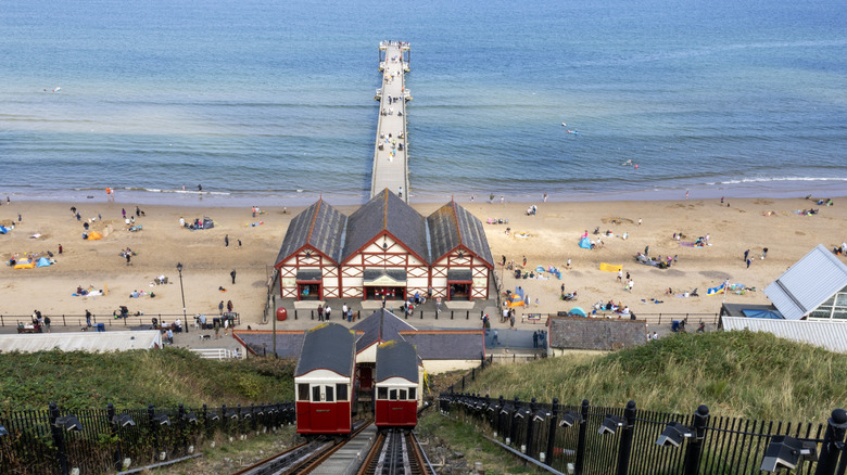 View from the top of Saltburn Cliff Tramway, looking down