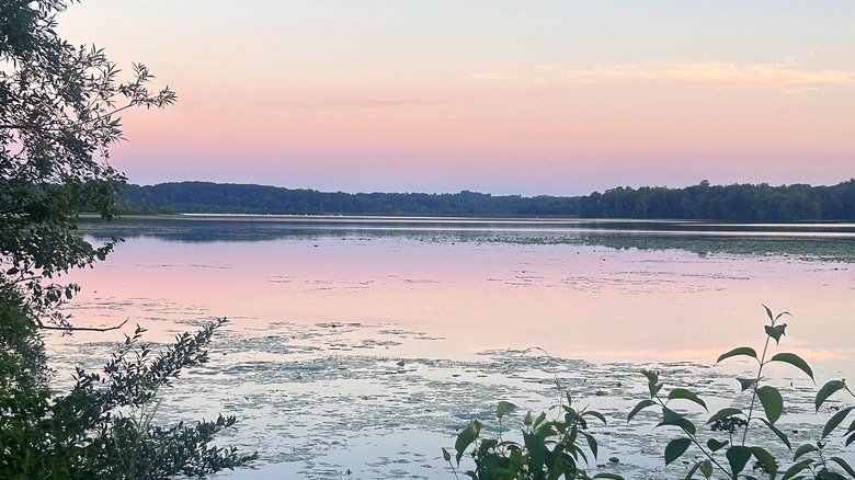 A view of Ohio's Nimisila Reservoir at sunset